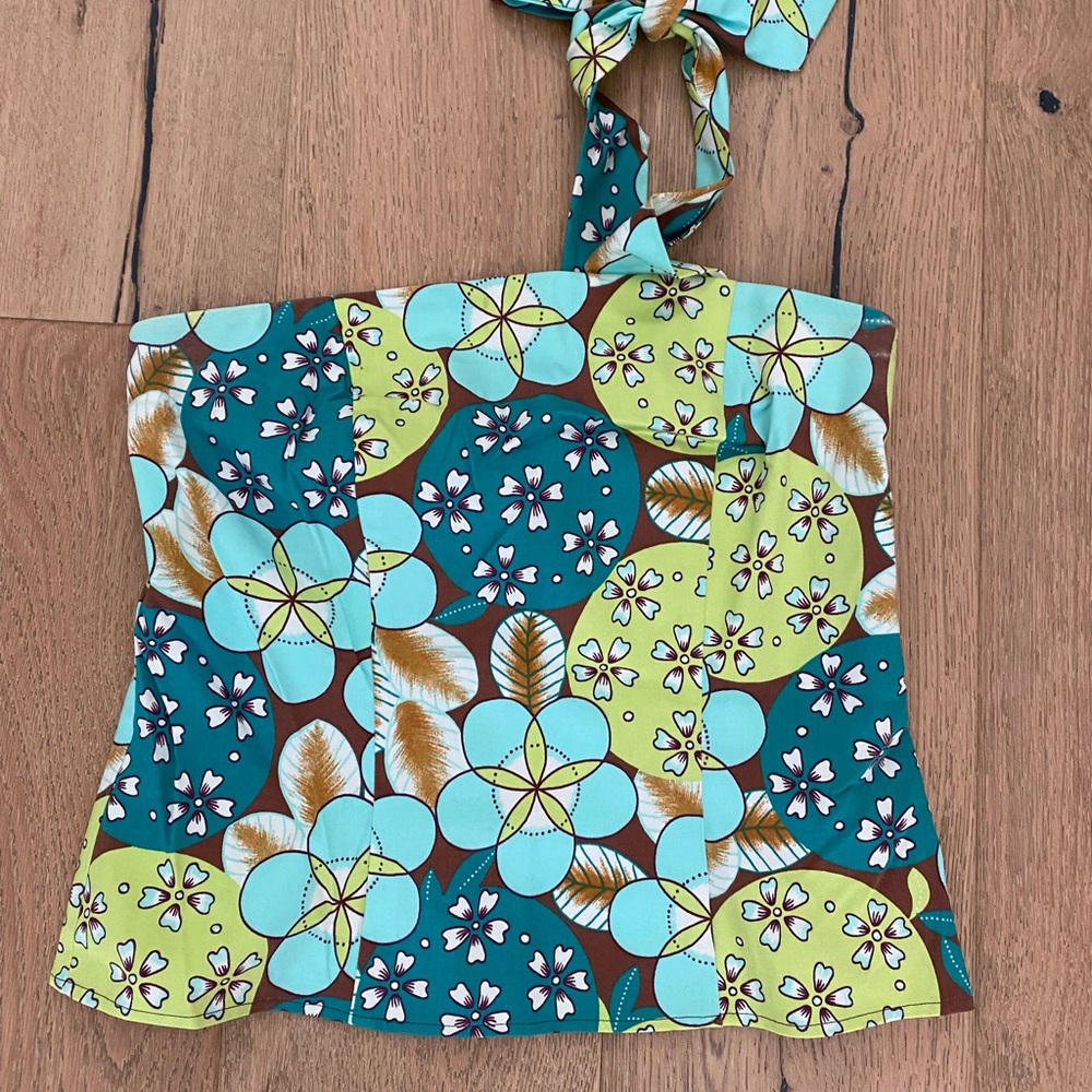 Floral Teal and Lime Green Women's Top
